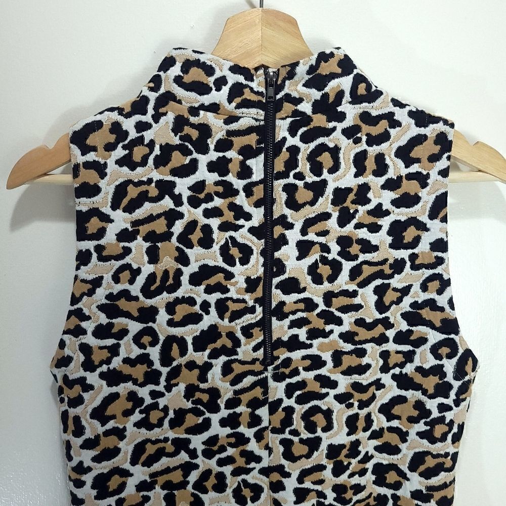 Lord & Taylor Design Lab Leopard Print Mock Neck Sheath Dress - Picture 4 of 10